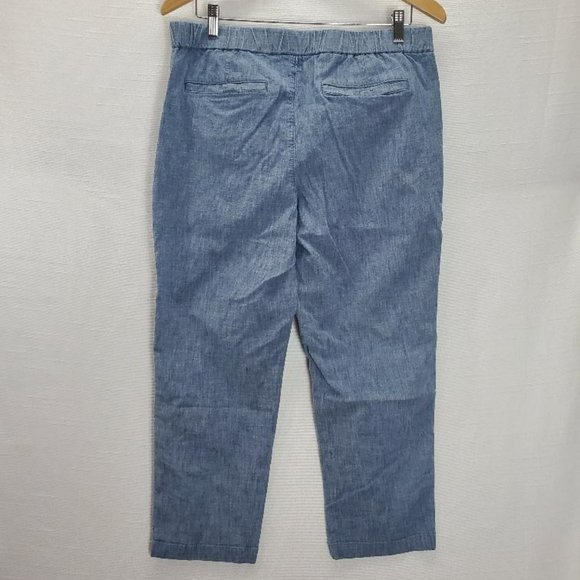 Lands End Pull On Ankle Pants Womens 12 Mid Rise Elastic Waist Chambray Pockets - Picture 5 of 11